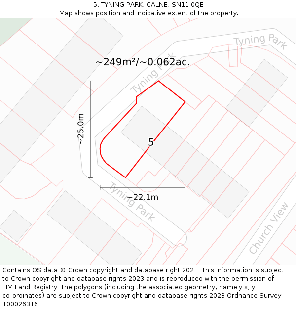 5, TYNING PARK, CALNE, SN11 0QE: Plot and title map