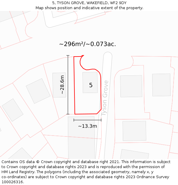 5, TYSON GROVE, WAKEFIELD, WF2 9DY: Plot and title map