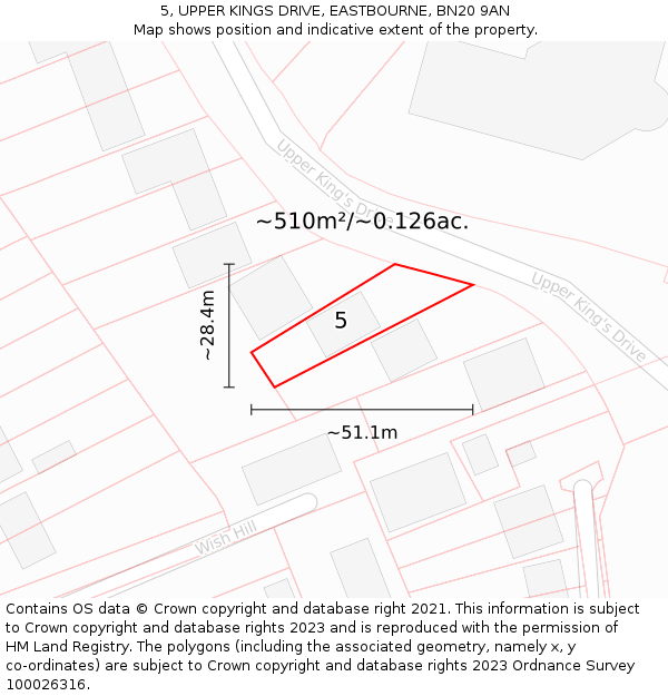 5, UPPER KINGS DRIVE, EASTBOURNE, BN20 9AN: Plot and title map