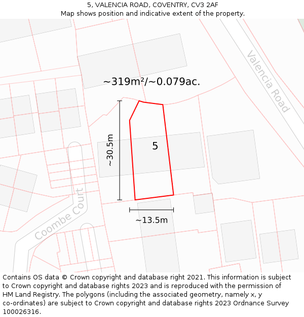 5, VALENCIA ROAD, COVENTRY, CV3 2AF: Plot and title map