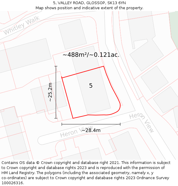 5, VALLEY ROAD, GLOSSOP, SK13 6YN: Plot and title map