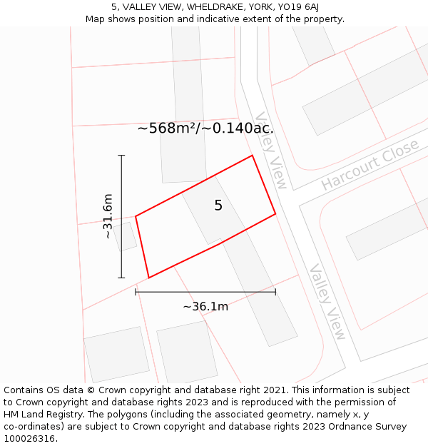5, VALLEY VIEW, WHELDRAKE, YORK, YO19 6AJ: Plot and title map
