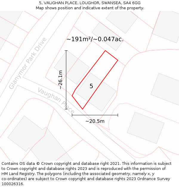 5, VAUGHAN PLACE, LOUGHOR, SWANSEA, SA4 6GG: Plot and title map