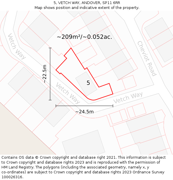 5, VETCH WAY, ANDOVER, SP11 6RR: Plot and title map