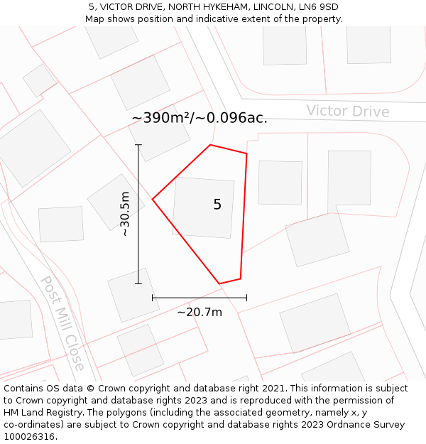 5, VICTOR DRIVE, NORTH HYKEHAM, LINCOLN, LN6 9SD: Plot and title map