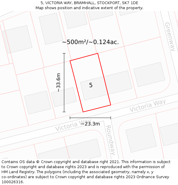 5, VICTORIA WAY, BRAMHALL, STOCKPORT, SK7 1DE: Plot and title map