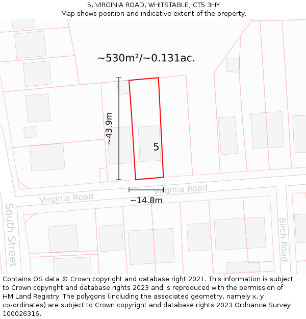 5, VIRGINIA ROAD, WHITSTABLE, CT5 3HY: Plot and title map