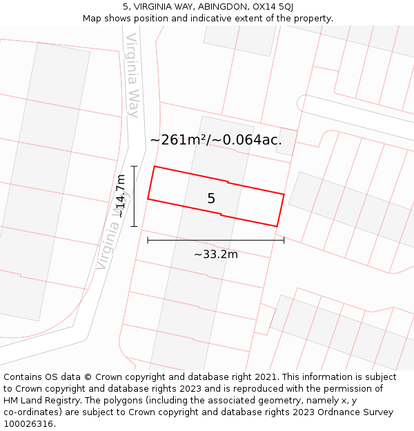 5, VIRGINIA WAY, ABINGDON, OX14 5QJ: Plot and title map