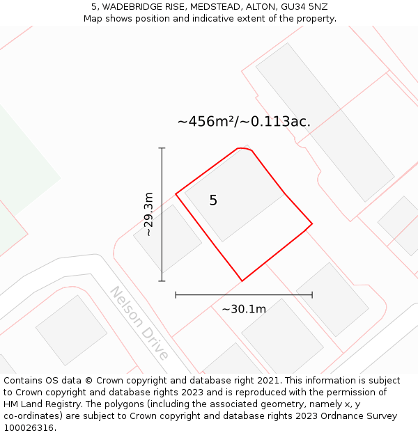 5, WADEBRIDGE RISE, MEDSTEAD, ALTON, GU34 5NZ: Plot and title map