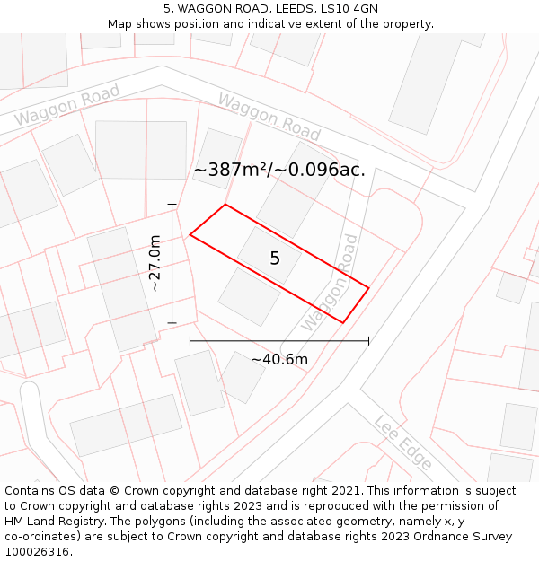 5, WAGGON ROAD, LEEDS, LS10 4GN: Plot and title map