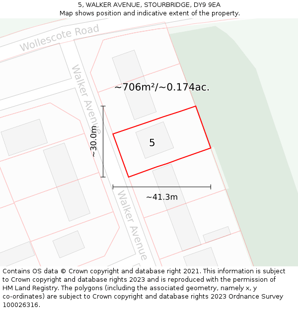 5, WALKER AVENUE, STOURBRIDGE, DY9 9EA: Plot and title map