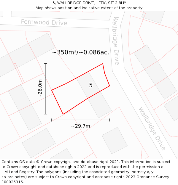 5, WALLBRIDGE DRIVE, LEEK, ST13 8HY: Plot and title map