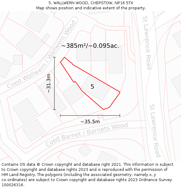 5, WALLWERN WOOD, CHEPSTOW, NP16 5TX: Plot and title map