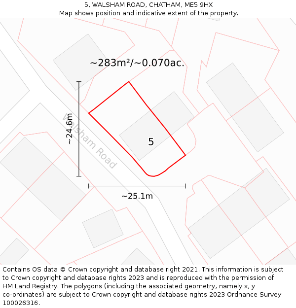 5, WALSHAM ROAD, CHATHAM, ME5 9HX: Plot and title map