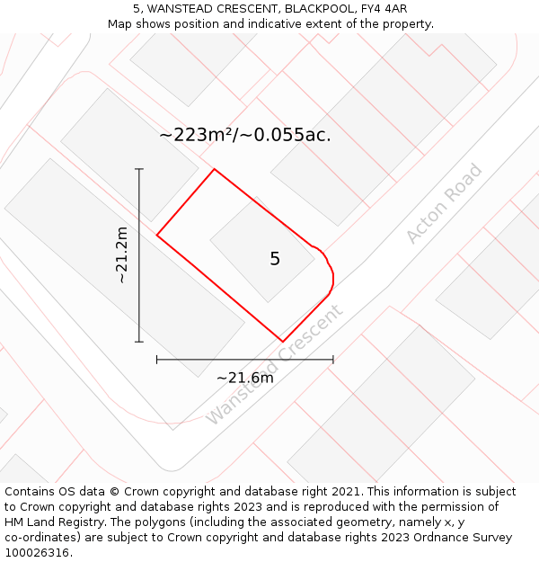 5, WANSTEAD CRESCENT, BLACKPOOL, FY4 4AR: Plot and title map