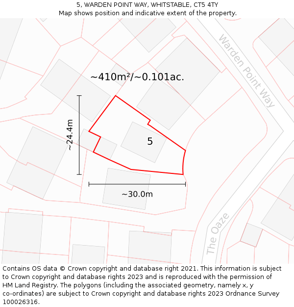 5, WARDEN POINT WAY, WHITSTABLE, CT5 4TY: Plot and title map