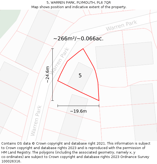 5, WARREN PARK, PLYMOUTH, PL6 7QR: Plot and title map