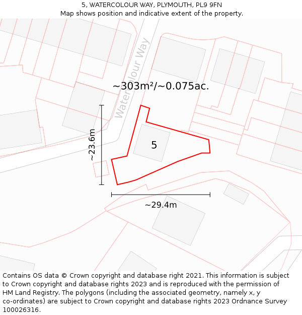 5, WATERCOLOUR WAY, PLYMOUTH, PL9 9FN: Plot and title map