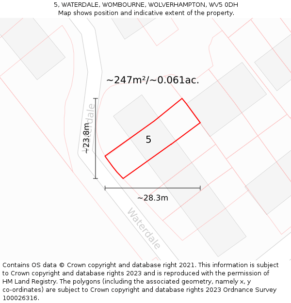 5, WATERDALE, WOMBOURNE, WOLVERHAMPTON, WV5 0DH: Plot and title map