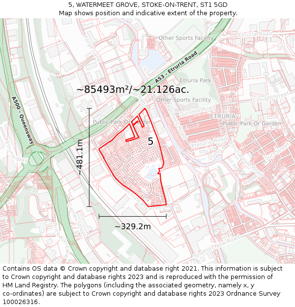 5, WATERMEET GROVE, STOKE-ON-TRENT, ST1 5GD: Plot and title map