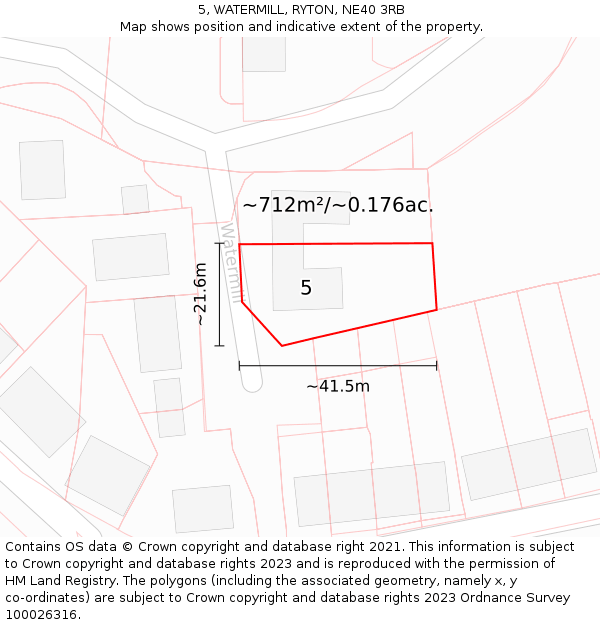 5, WATERMILL, RYTON, NE40 3RB: Plot and title map