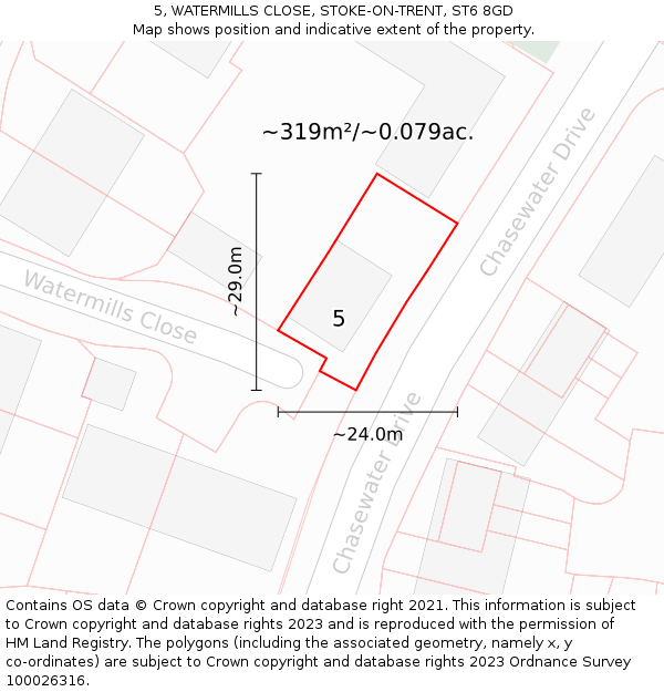 5, WATERMILLS CLOSE, STOKE-ON-TRENT, ST6 8GD: Plot and title map