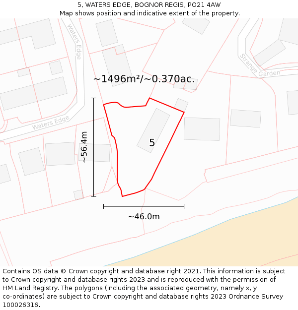 5, WATERS EDGE, BOGNOR REGIS, PO21 4AW: Plot and title map