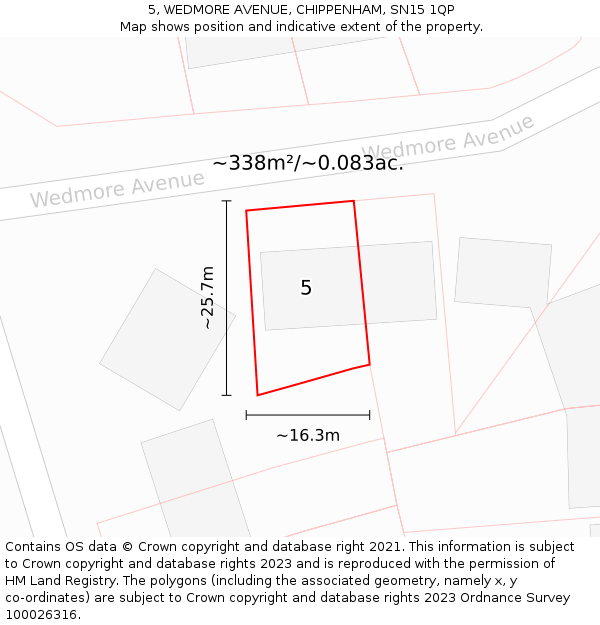 5, WEDMORE AVENUE, CHIPPENHAM, SN15 1QP: Plot and title map