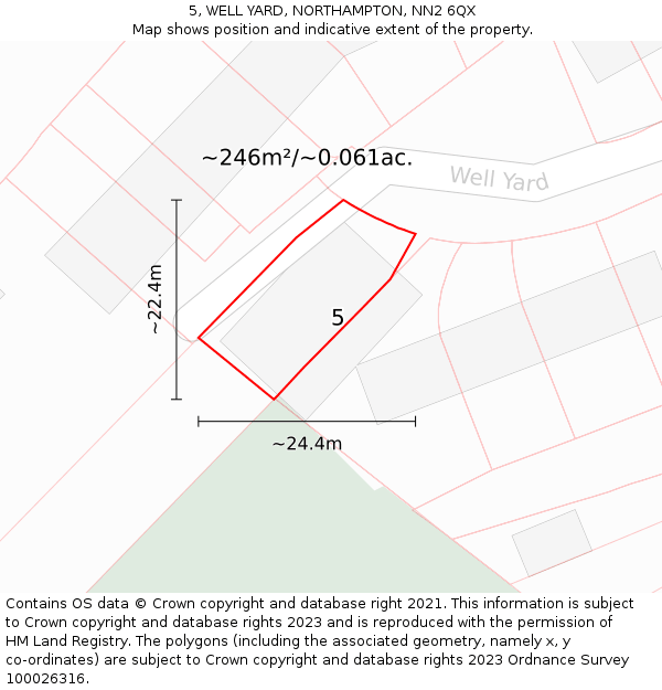 5, WELL YARD, NORTHAMPTON, NN2 6QX: Plot and title map