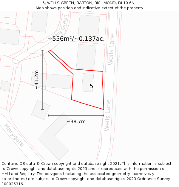 5, WELLS GREEN, BARTON, RICHMOND, DL10 6NH: Plot and title map