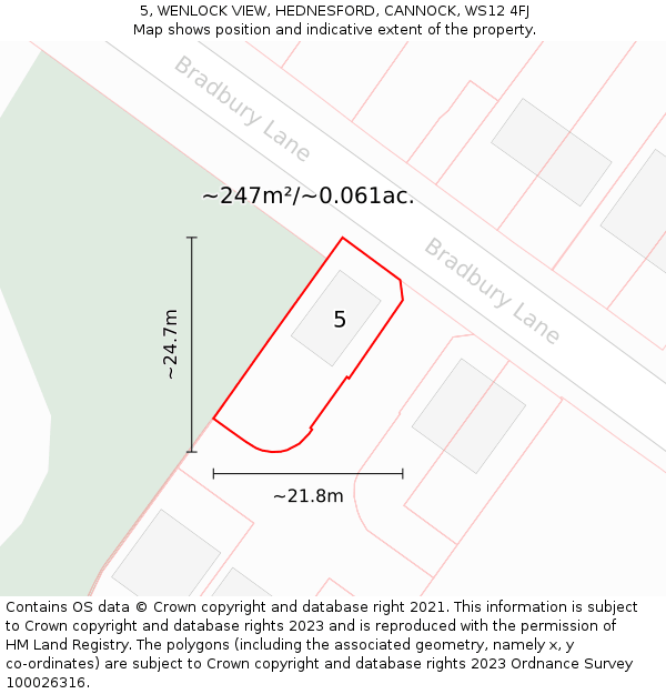 5, WENLOCK VIEW, HEDNESFORD, CANNOCK, WS12 4FJ: Plot and title map