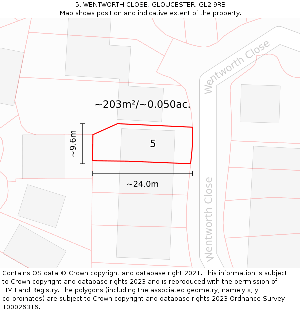 5, WENTWORTH CLOSE, GLOUCESTER, GL2 9RB: Plot and title map