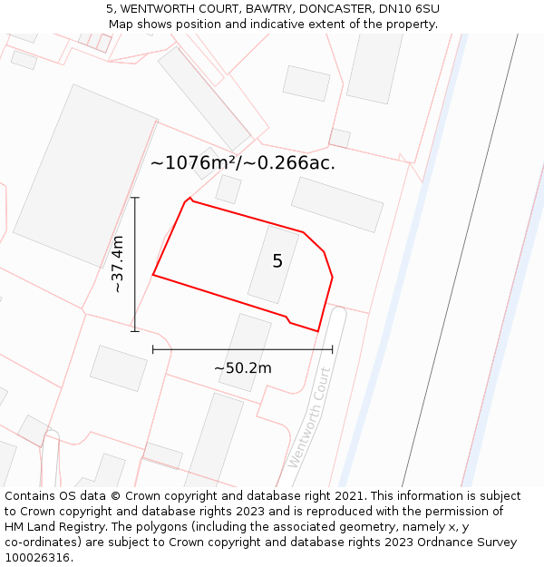 5, WENTWORTH COURT, BAWTRY, DONCASTER, DN10 6SU: Plot and title map