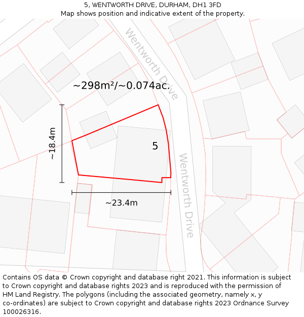 5, WENTWORTH DRIVE, DURHAM, DH1 3FD: Plot and title map