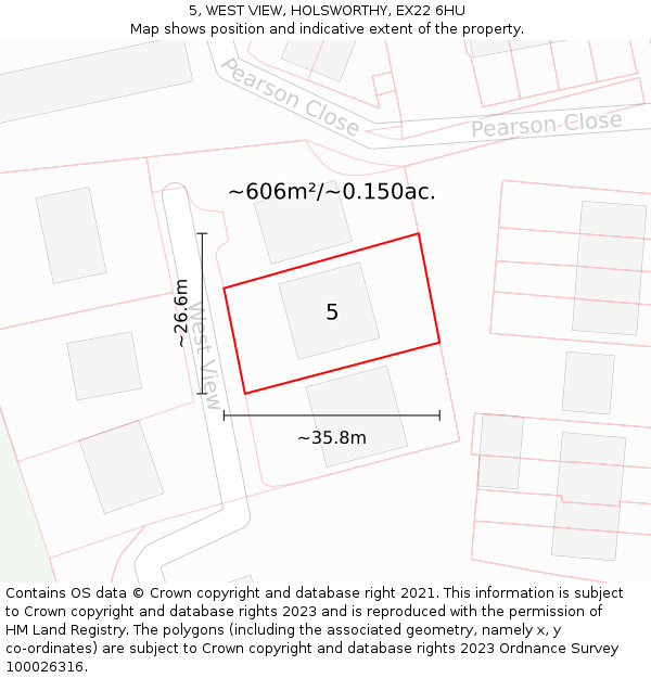 5, WEST VIEW, HOLSWORTHY, EX22 6HU: Plot and title map