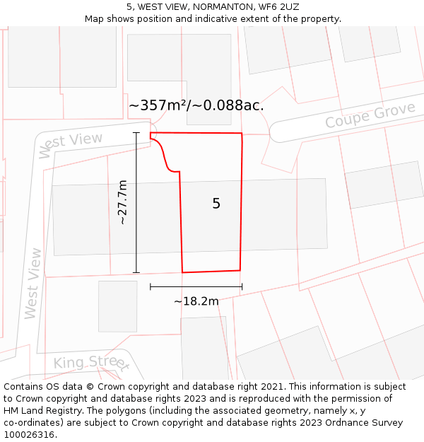 5, WEST VIEW, NORMANTON, WF6 2UZ: Plot and title map