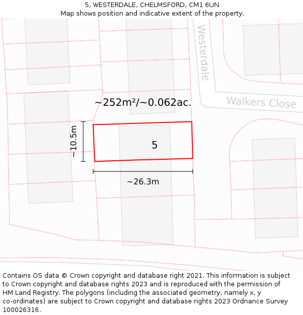 5, WESTERDALE, CHELMSFORD, CM1 6UN: Plot and title map