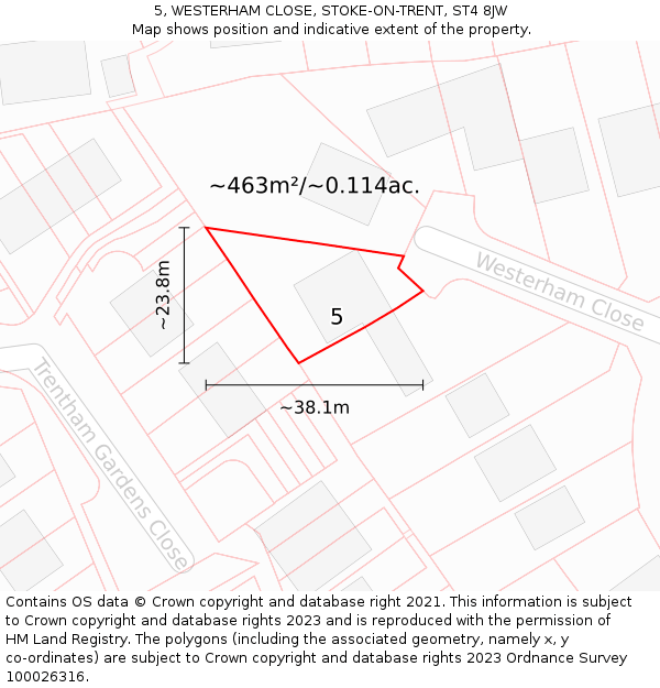 5, WESTERHAM CLOSE, STOKE-ON-TRENT, ST4 8JW: Plot and title map