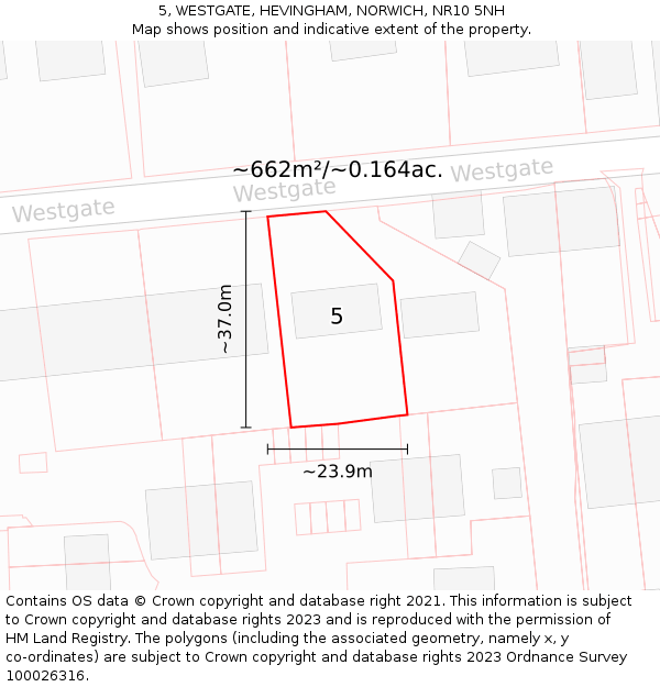 5, WESTGATE, HEVINGHAM, NORWICH, NR10 5NH: Plot and title map