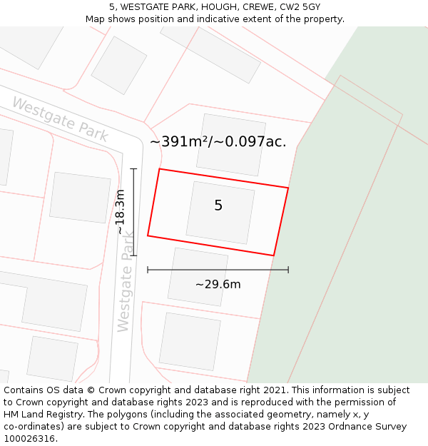 5, WESTGATE PARK, HOUGH, CREWE, CW2 5GY: Plot and title map