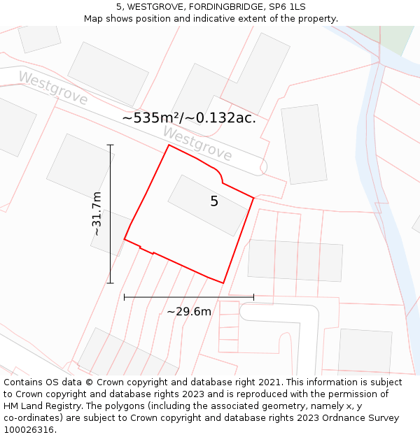 5, WESTGROVE, FORDINGBRIDGE, SP6 1LS: Plot and title map