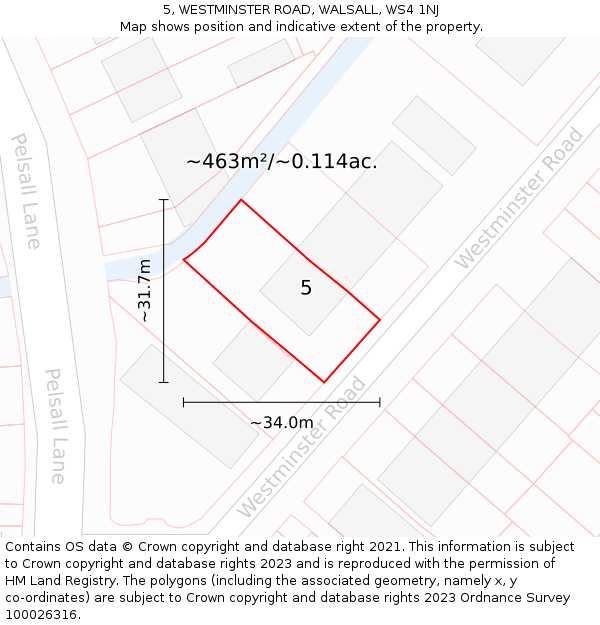 5, WESTMINSTER ROAD, WALSALL, WS4 1NJ: Plot and title map