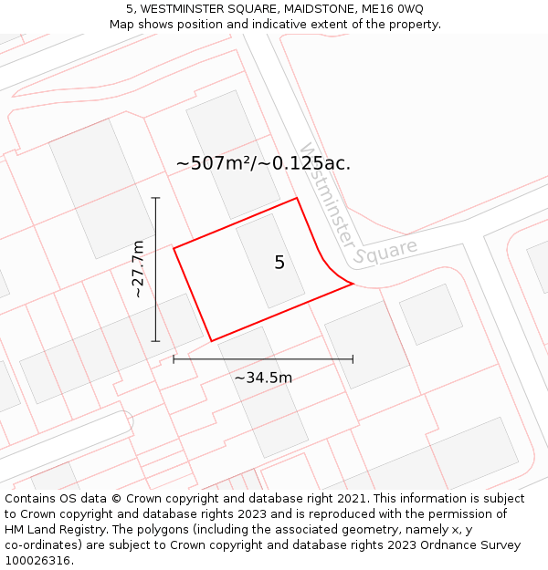 5, WESTMINSTER SQUARE, MAIDSTONE, ME16 0WQ: Plot and title map