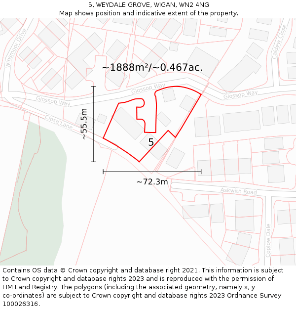 5, WEYDALE GROVE, WIGAN, WN2 4NG: Plot and title map