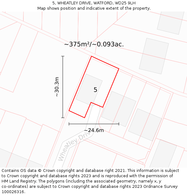 5, WHEATLEY DRIVE, WATFORD, WD25 9LH: Plot and title map