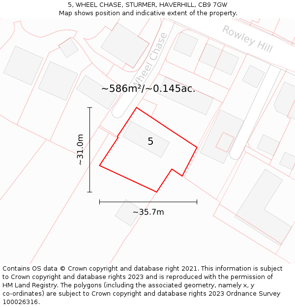 5, WHEEL CHASE, STURMER, HAVERHILL, CB9 7GW: Plot and title map