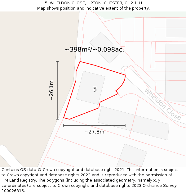 5, WHELDON CLOSE, UPTON, CHESTER, CH2 1LU: Plot and title map