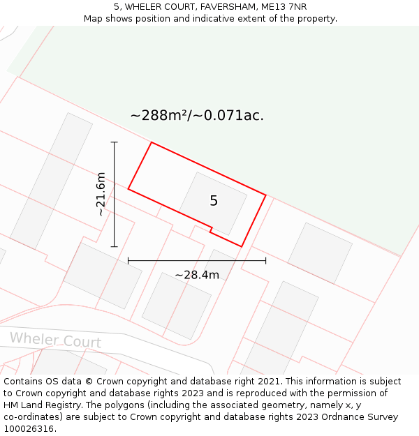 5, WHELER COURT, FAVERSHAM, ME13 7NR: Plot and title map