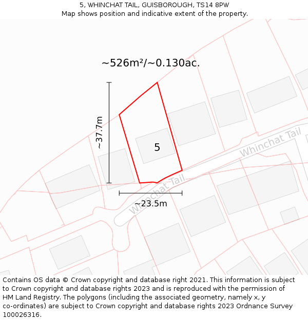 5, WHINCHAT TAIL, GUISBOROUGH, TS14 8PW: Plot and title map