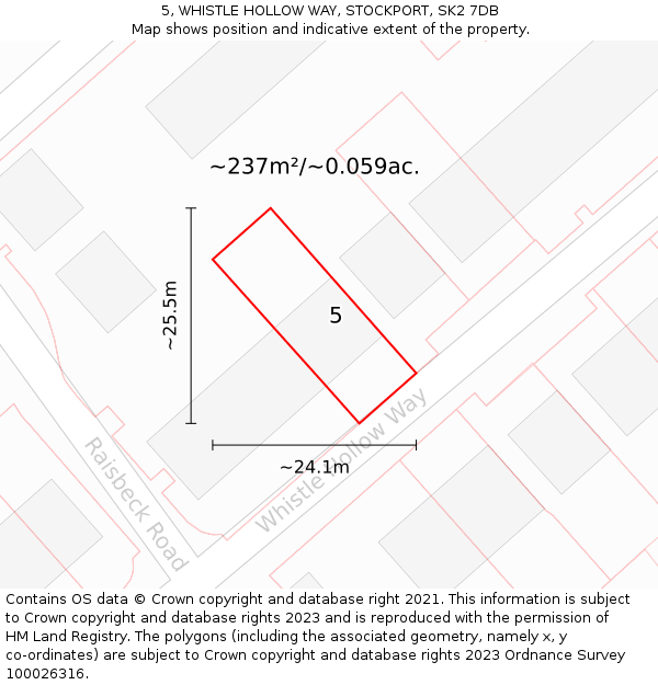 5, WHISTLE HOLLOW WAY, STOCKPORT, SK2 7DB: Plot and title map